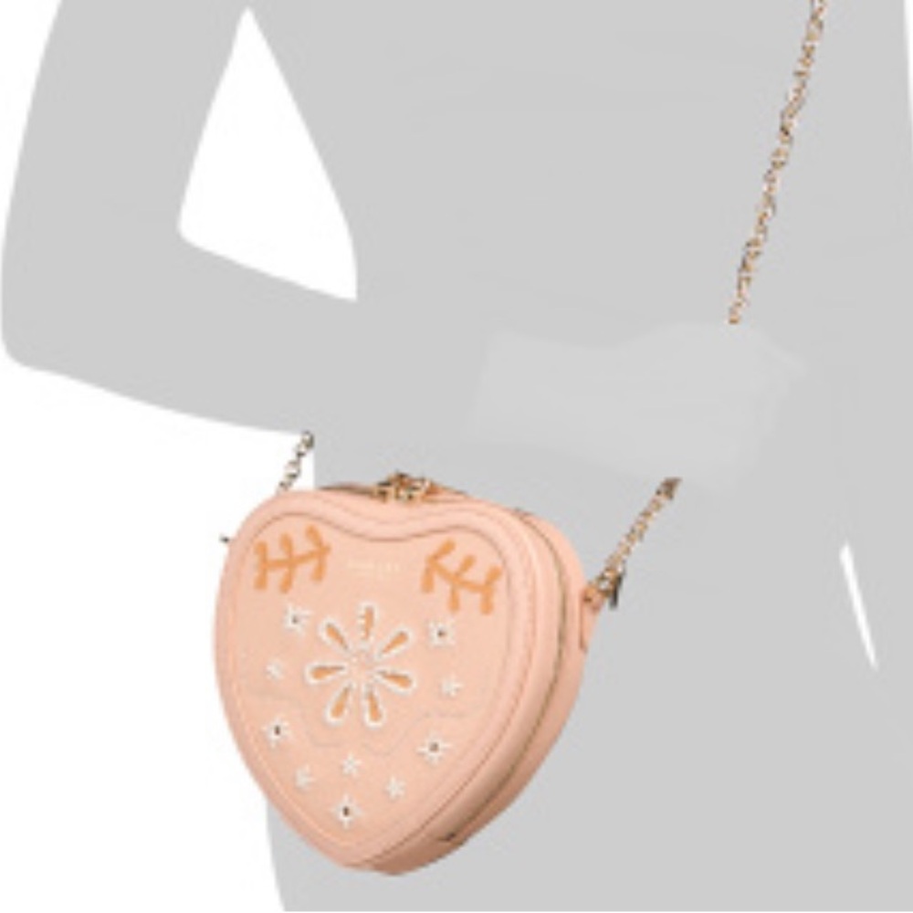 NEW RADLEY LONDON Leather Stitch Street  Zip Around Heart Crossbody In Open Pink